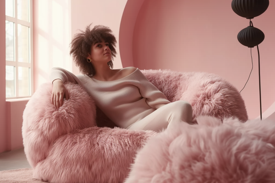 dusty pink sofa