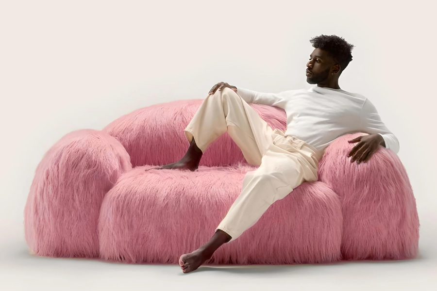 dusty pink sofa